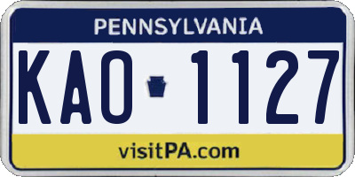 PA license plate KAO1127