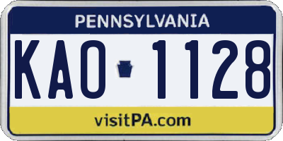 PA license plate KAO1128