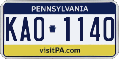 PA license plate KAO1140