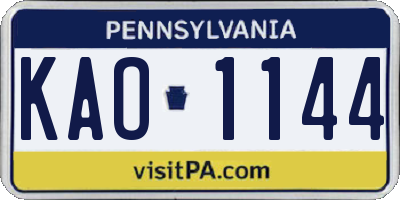 PA license plate KAO1144