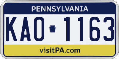 PA license plate KAO1163