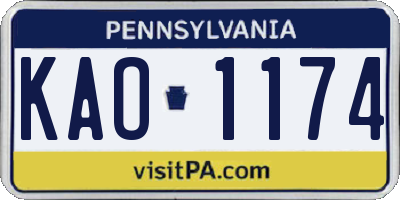 PA license plate KAO1174