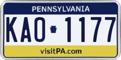 PA license plate KAO1177