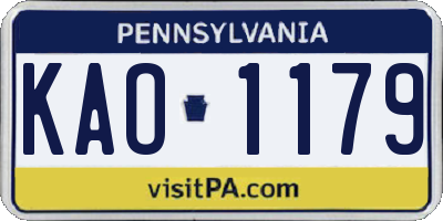 PA license plate KAO1179