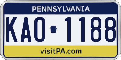 PA license plate KAO1188
