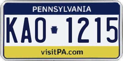 PA license plate KAO1215