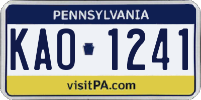 PA license plate KAO1241