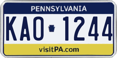 PA license plate KAO1244