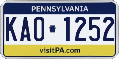 PA license plate KAO1252