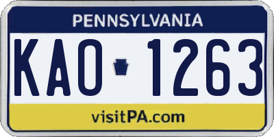 PA license plate KAO1263