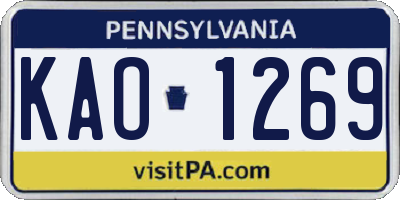 PA license plate KAO1269