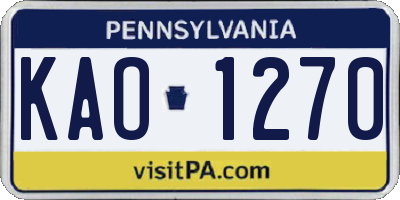 PA license plate KAO1270