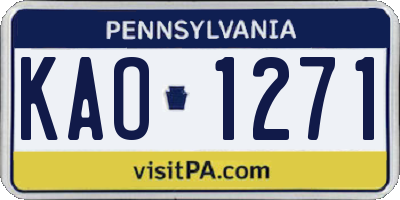 PA license plate KAO1271