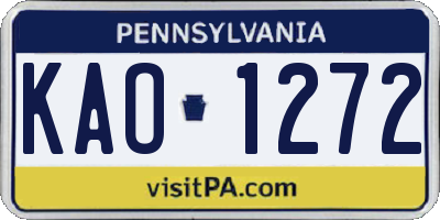 PA license plate KAO1272