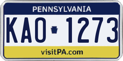 PA license plate KAO1273