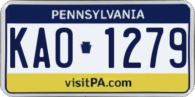 PA license plate KAO1279