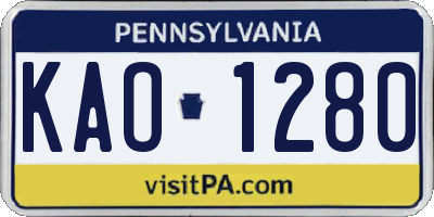PA license plate KAO1280