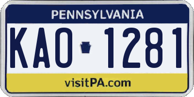 PA license plate KAO1281