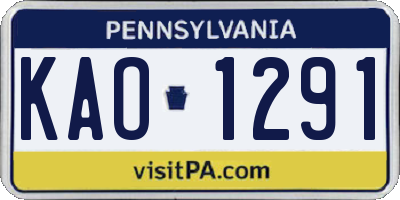 PA license plate KAO1291