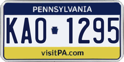 PA license plate KAO1295