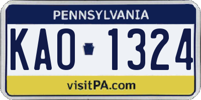 PA license plate KAO1324