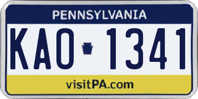 PA license plate KAO1341