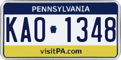PA license plate KAO1348