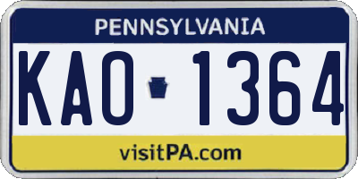 PA license plate KAO1364