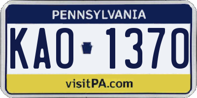 PA license plate KAO1370
