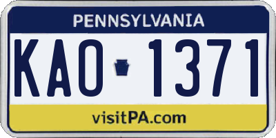 PA license plate KAO1371