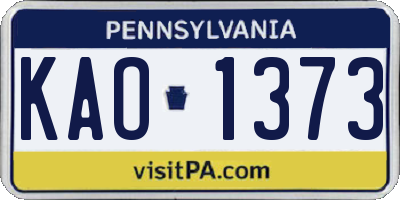 PA license plate KAO1373
