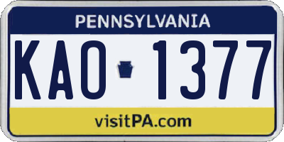 PA license plate KAO1377