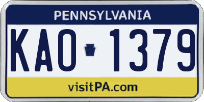 PA license plate KAO1379