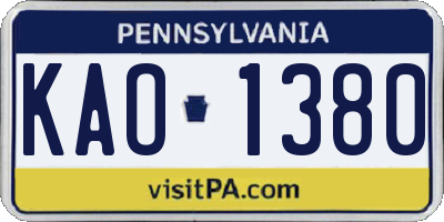 PA license plate KAO1380