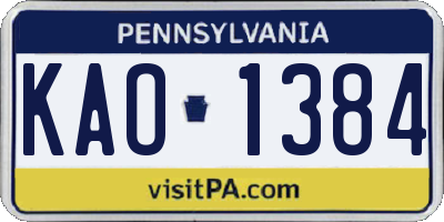 PA license plate KAO1384