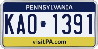 PA license plate KAO1391