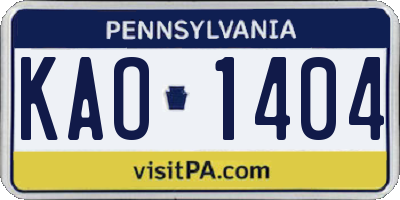 PA license plate KAO1404