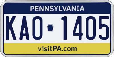 PA license plate KAO1405