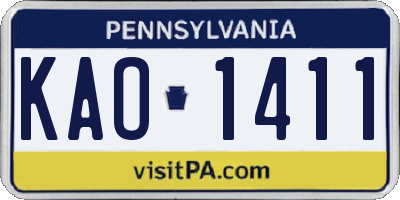 PA license plate KAO1411