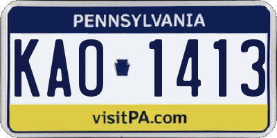 PA license plate KAO1413