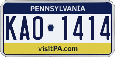 PA license plate KAO1414