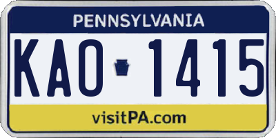 PA license plate KAO1415