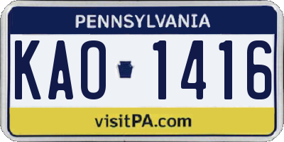 PA license plate KAO1416