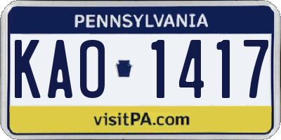 PA license plate KAO1417