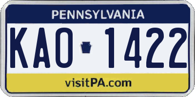 PA license plate KAO1422