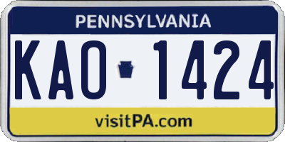 PA license plate KAO1424