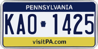 PA license plate KAO1425