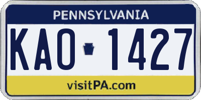 PA license plate KAO1427