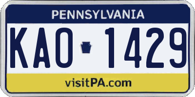 PA license plate KAO1429