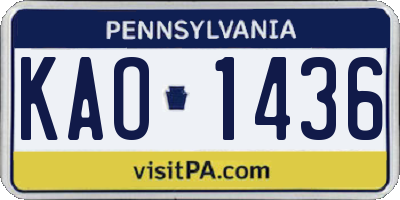 PA license plate KAO1436